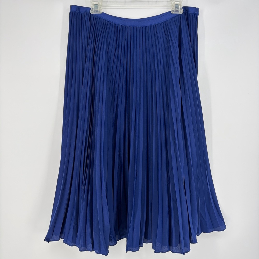 Polo Ralph Lauren Women's Midi Skirt Blue XXL Sunburst Pleated Fancy Full